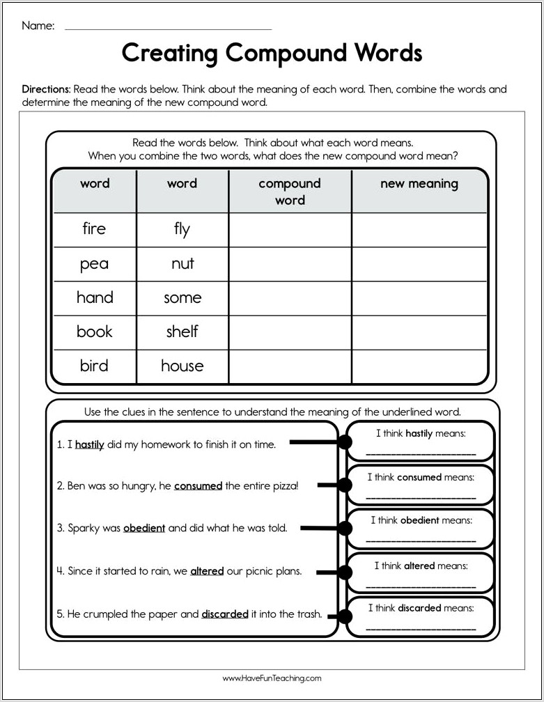 Vocabulary Word Worksheet Creator