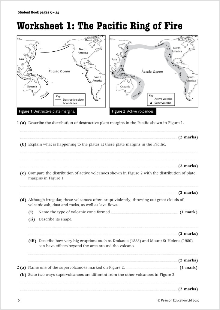 Volcanoes And Plate Tectonics Worksheet Pearson