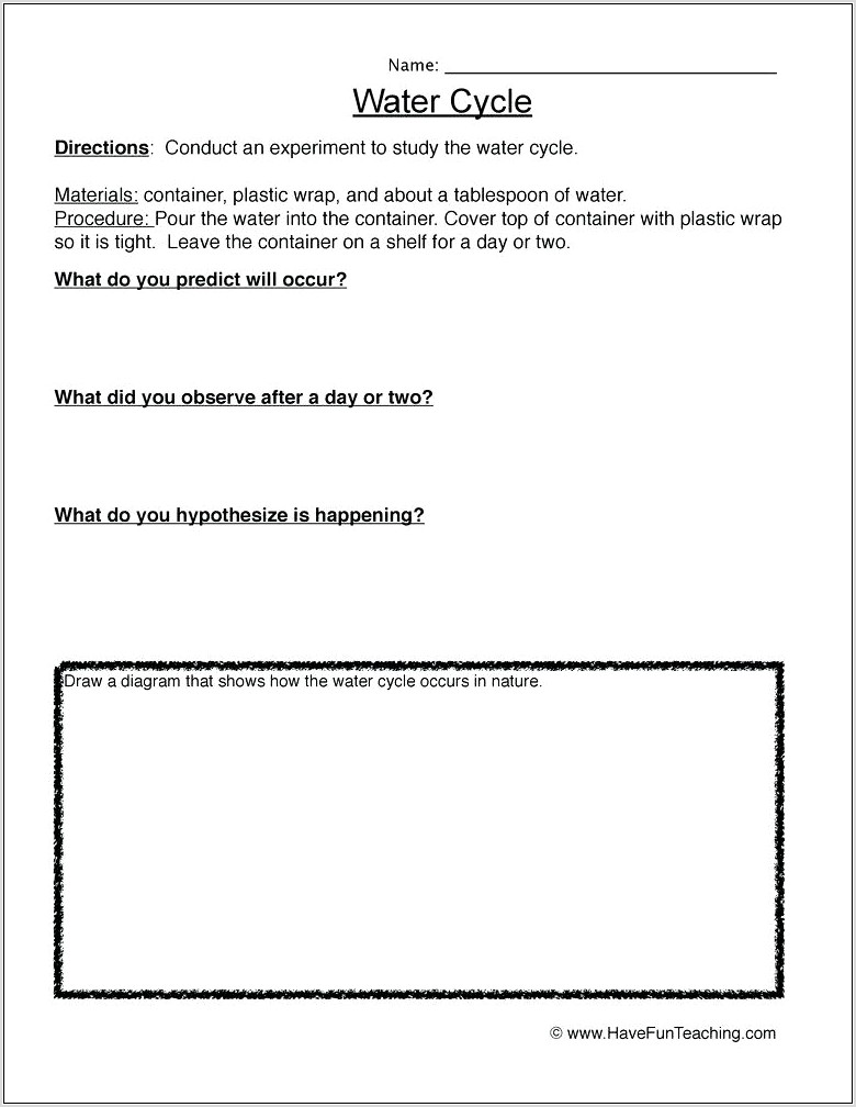 Water Cycle Worksheet Cut And Stick
