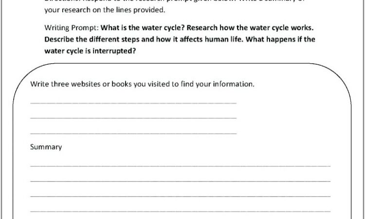 Water Cycle Worksheet Grade 3