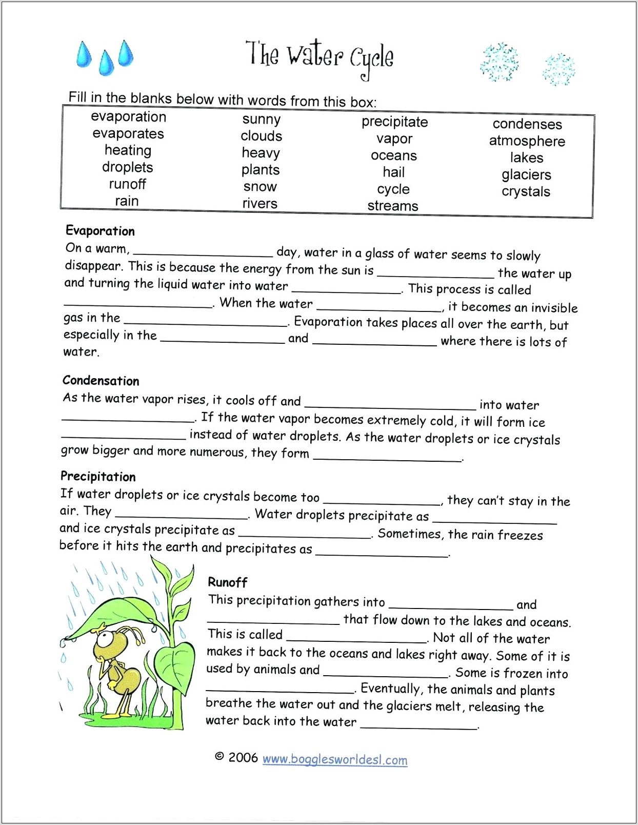 Water Cycle Worksheet High School Answers
