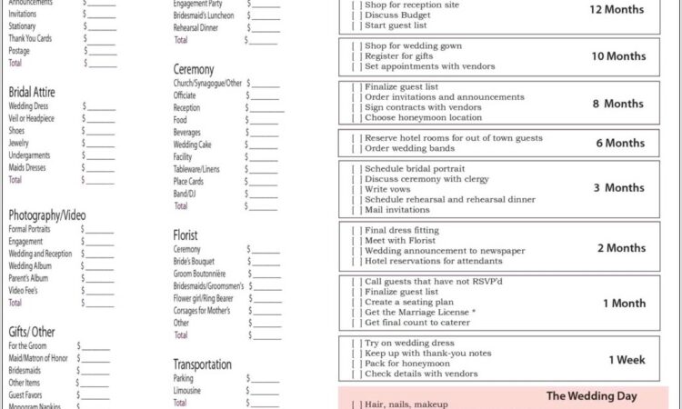 Wedding Budget Worksheet Real Simple