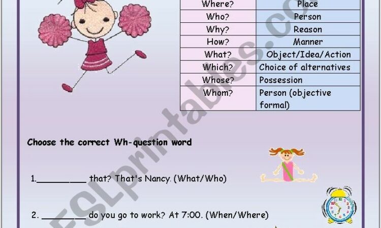 Wh Question Words Worksheets