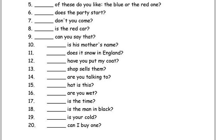 Wh Question Words Worksheets Free