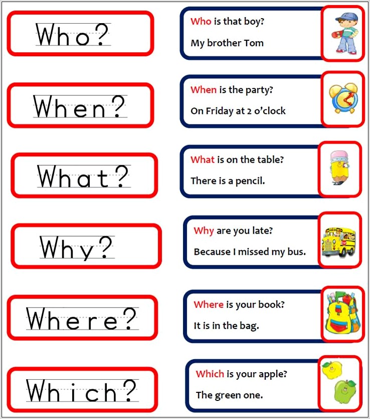 Wh Word Family Worksheets
