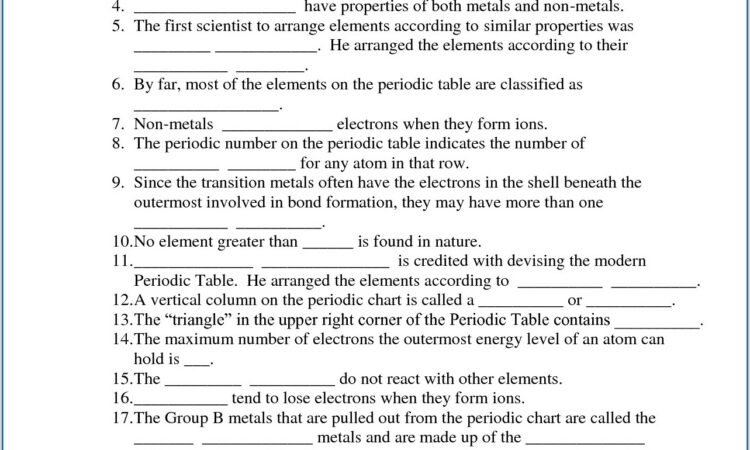 What Am I Periodic Table Worksheet