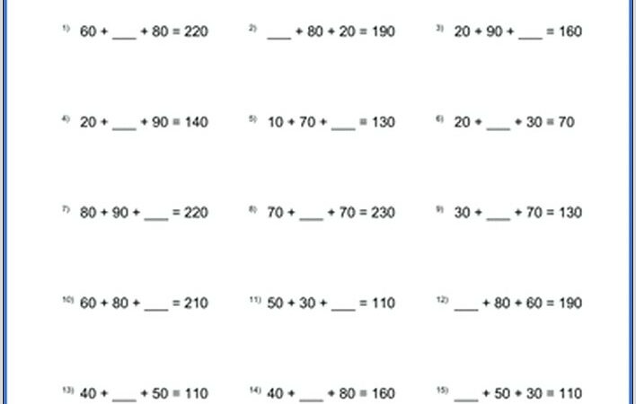 Whole Number Addition Worksheet