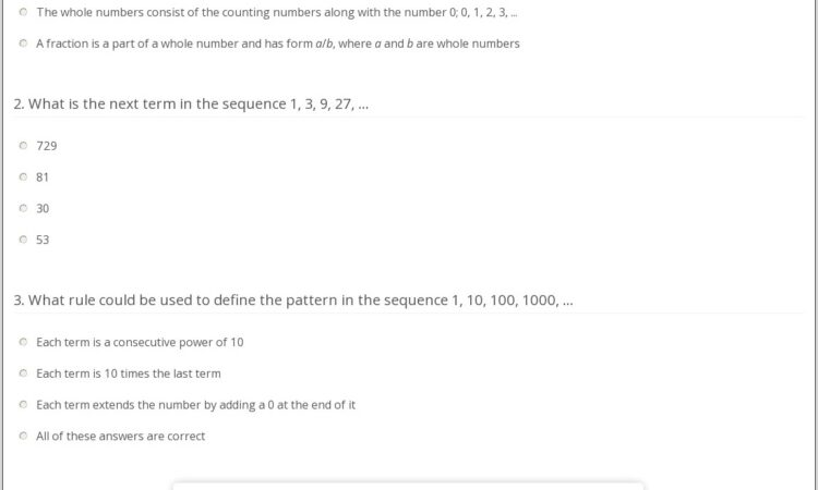 Whole Number Pattern Worksheet