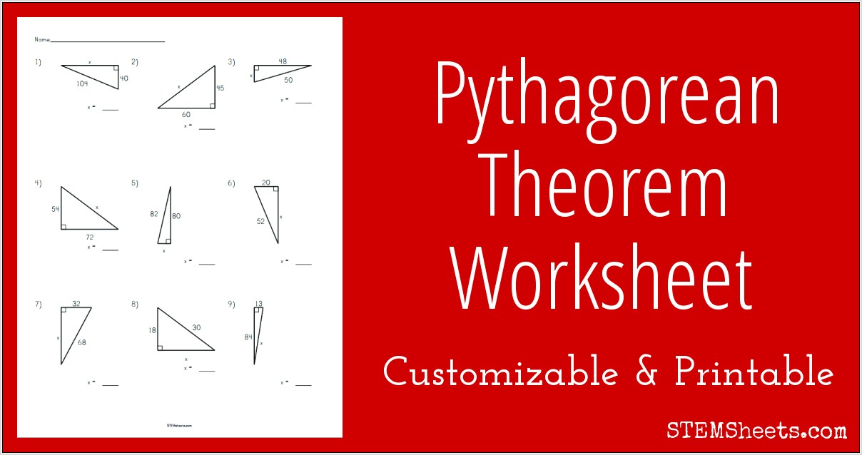 Whole Number Pythagorean Theorem Worksheet