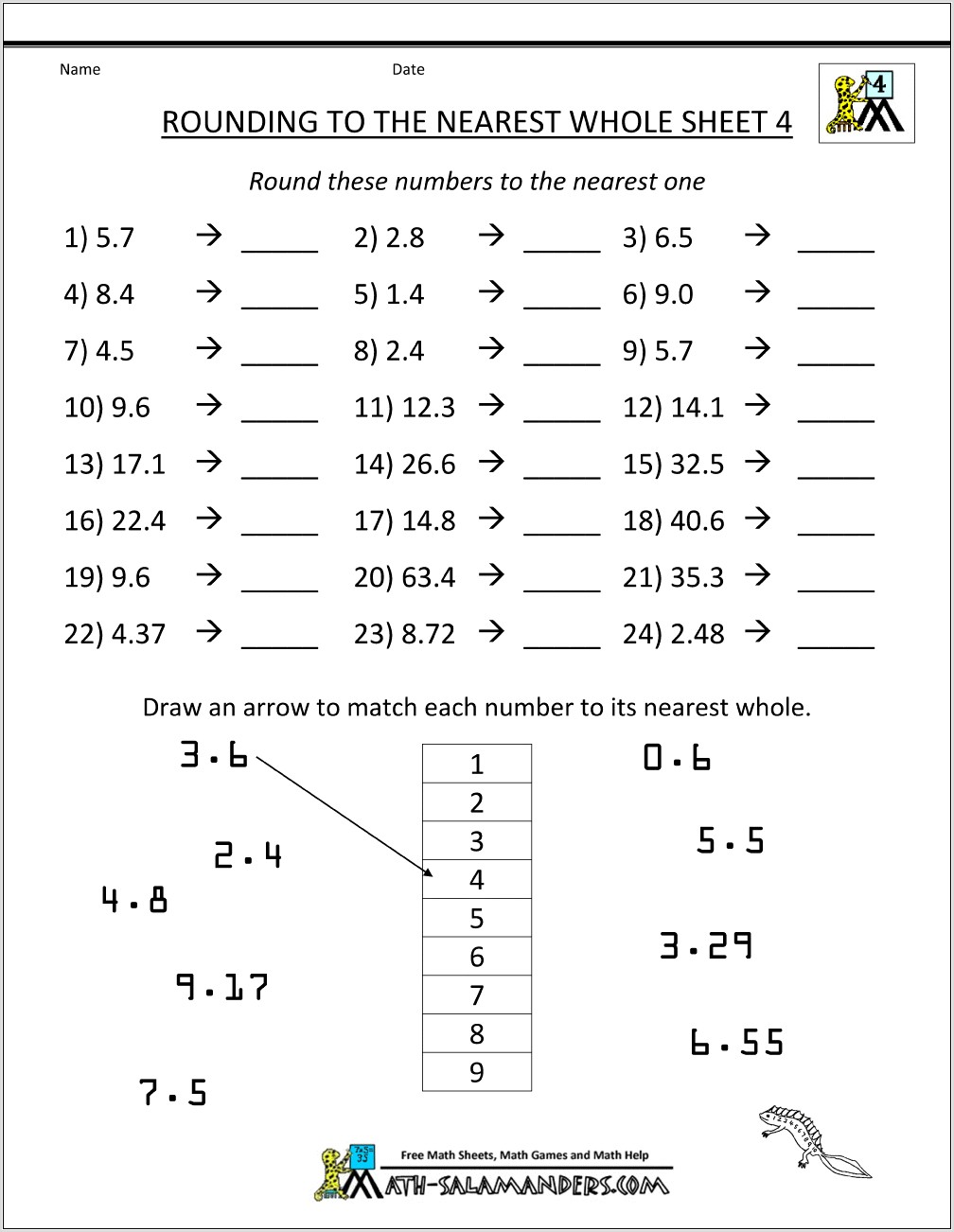 Whole Number Worksheet Year 5