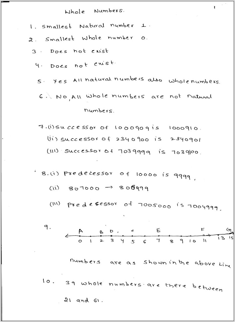 Whole Numbers Worksheet For Grade 6