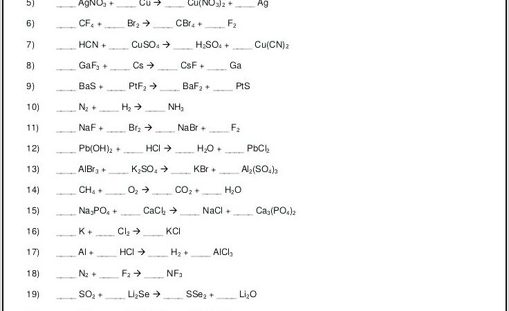 Word Chemical Equations Worksheet Pdf