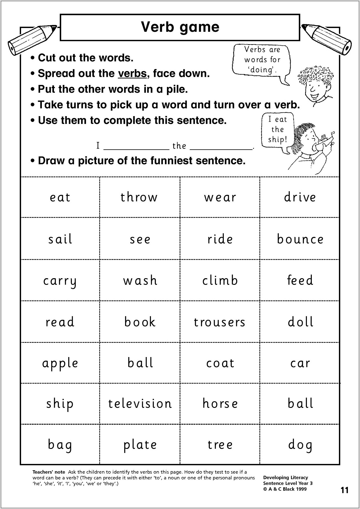 Word Classification Worksheet Ks2