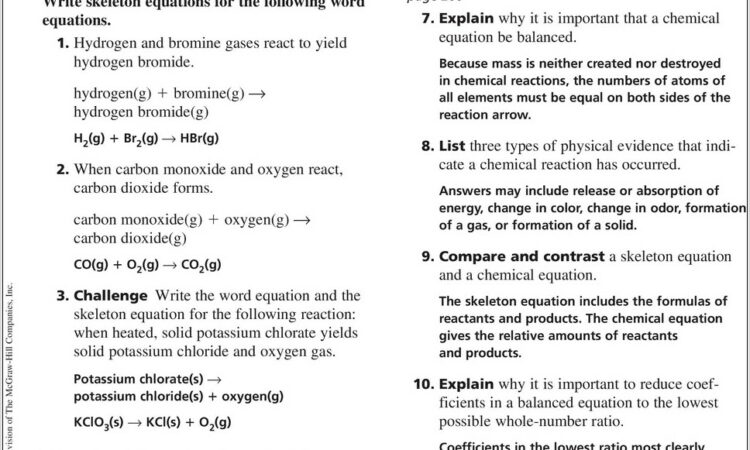 Word Equations Worksheet Answers Page 59