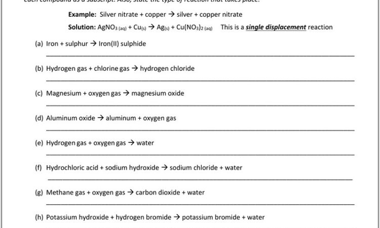 Word Equations Worksheet Chemfiesta