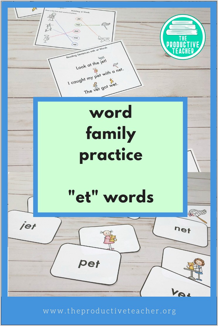 Word Families Kindergarten Common Core