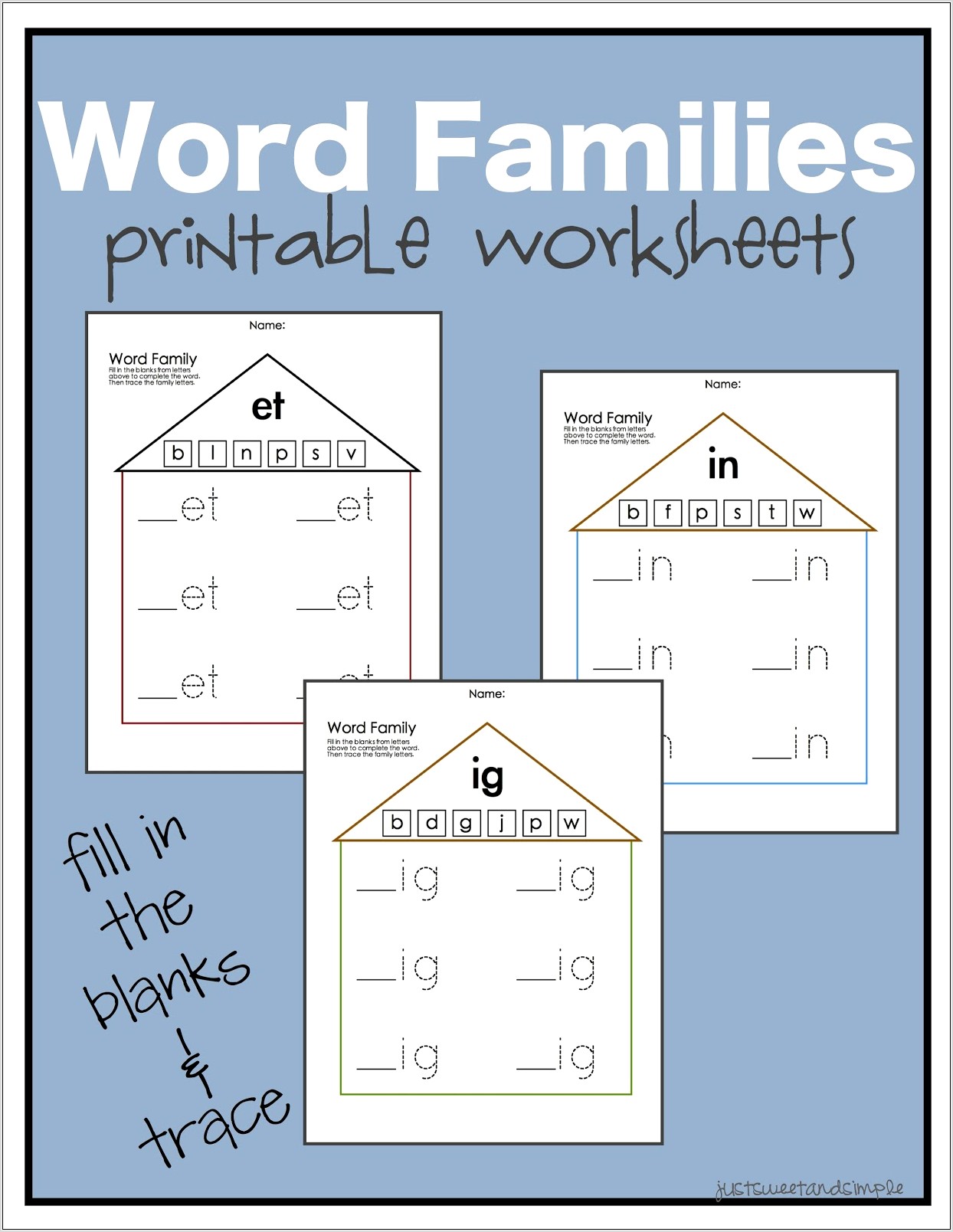 Word Families Worksheets For Preschoolers