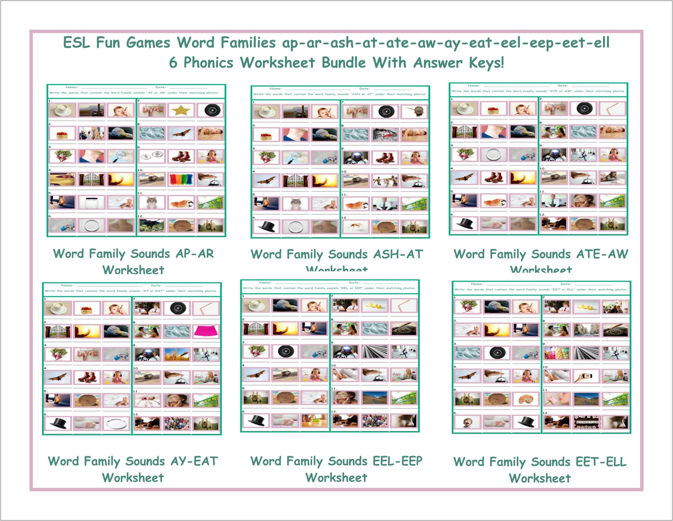 Word Family Ank Worksheets