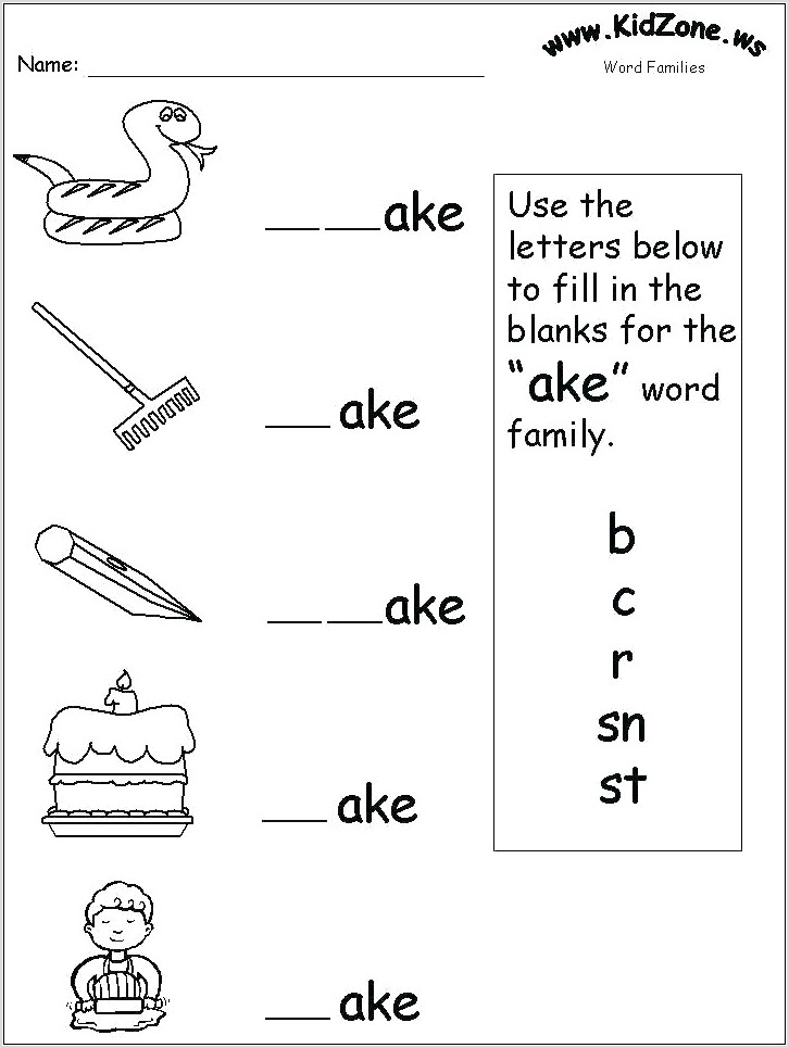Word Family Ice Worksheets