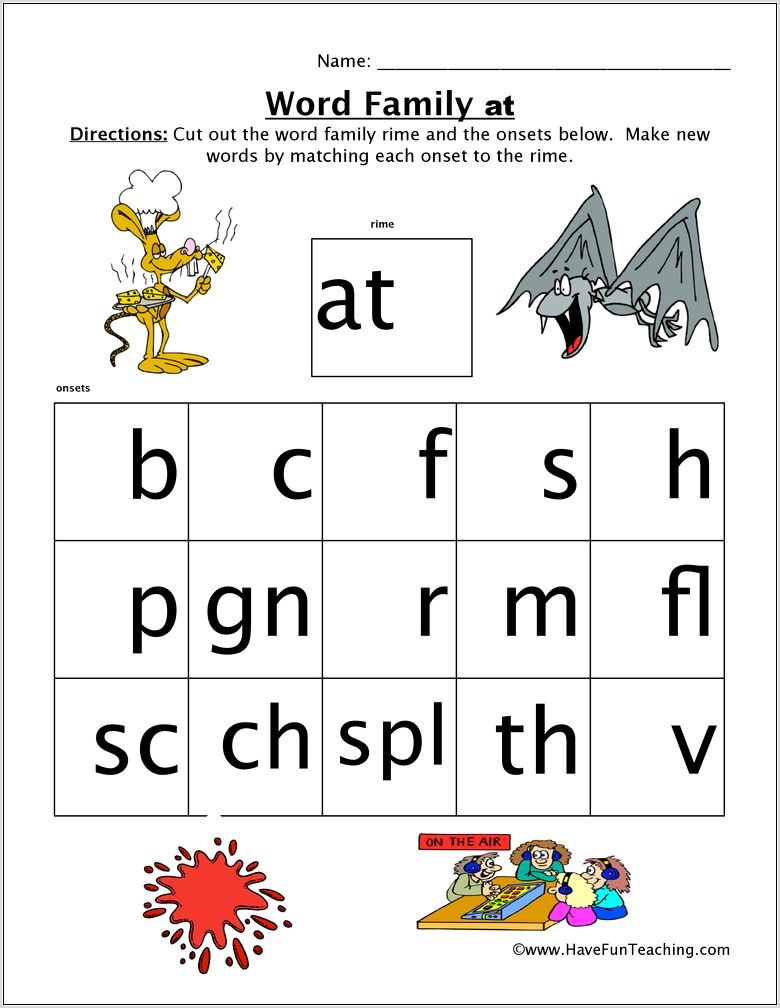 Word Family Ick Worksheets