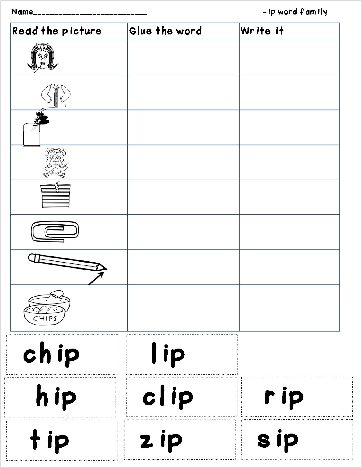Word Family Ing Worksheets