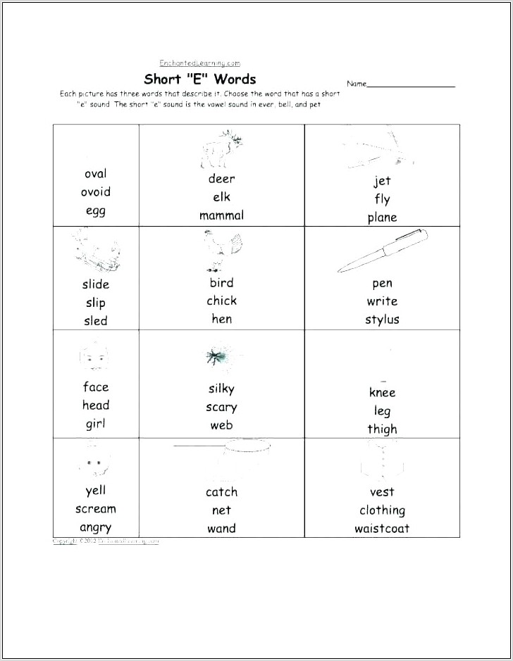 Word Family Ink Worksheets