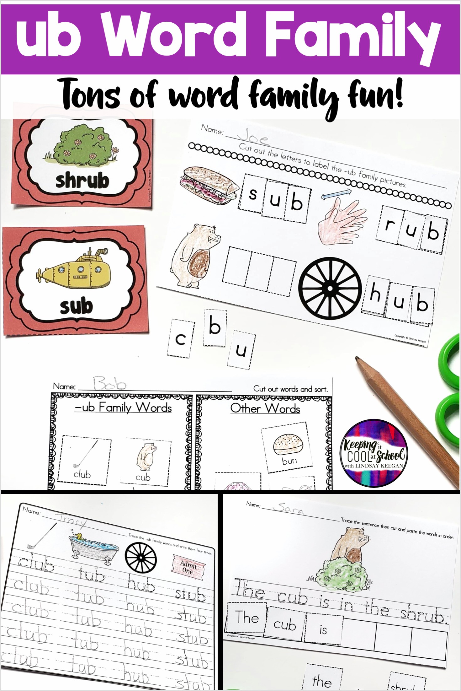 Word Family Ub Worksheets