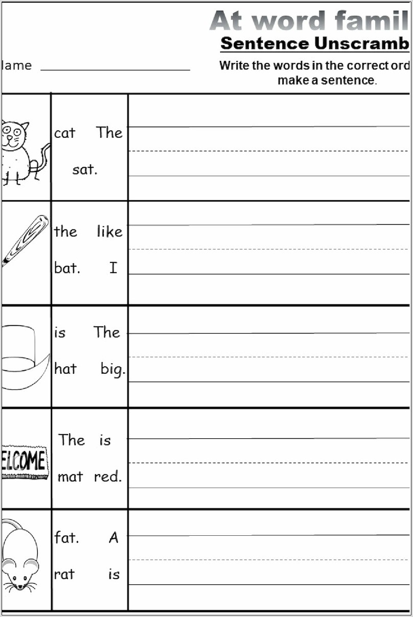 Word Family Worksheets And Activities