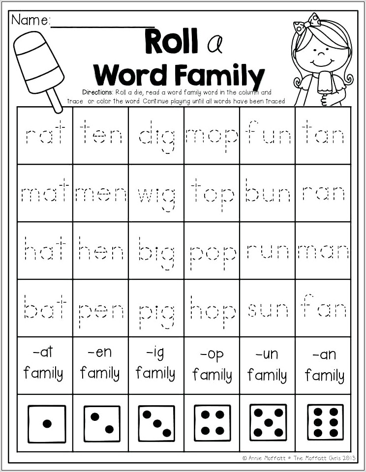 Word Family Worksheets For Preschool