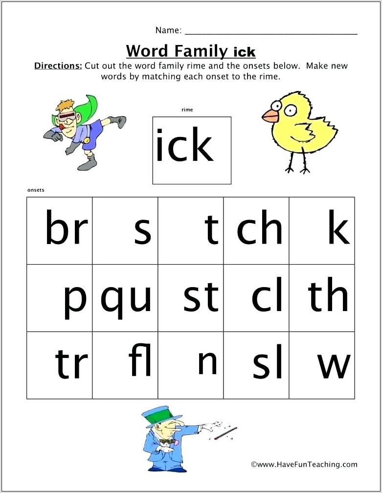 Word Family Worksheets Grade 5