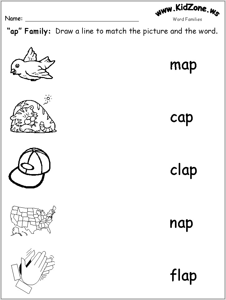 Word Family Worksheets Kidzone