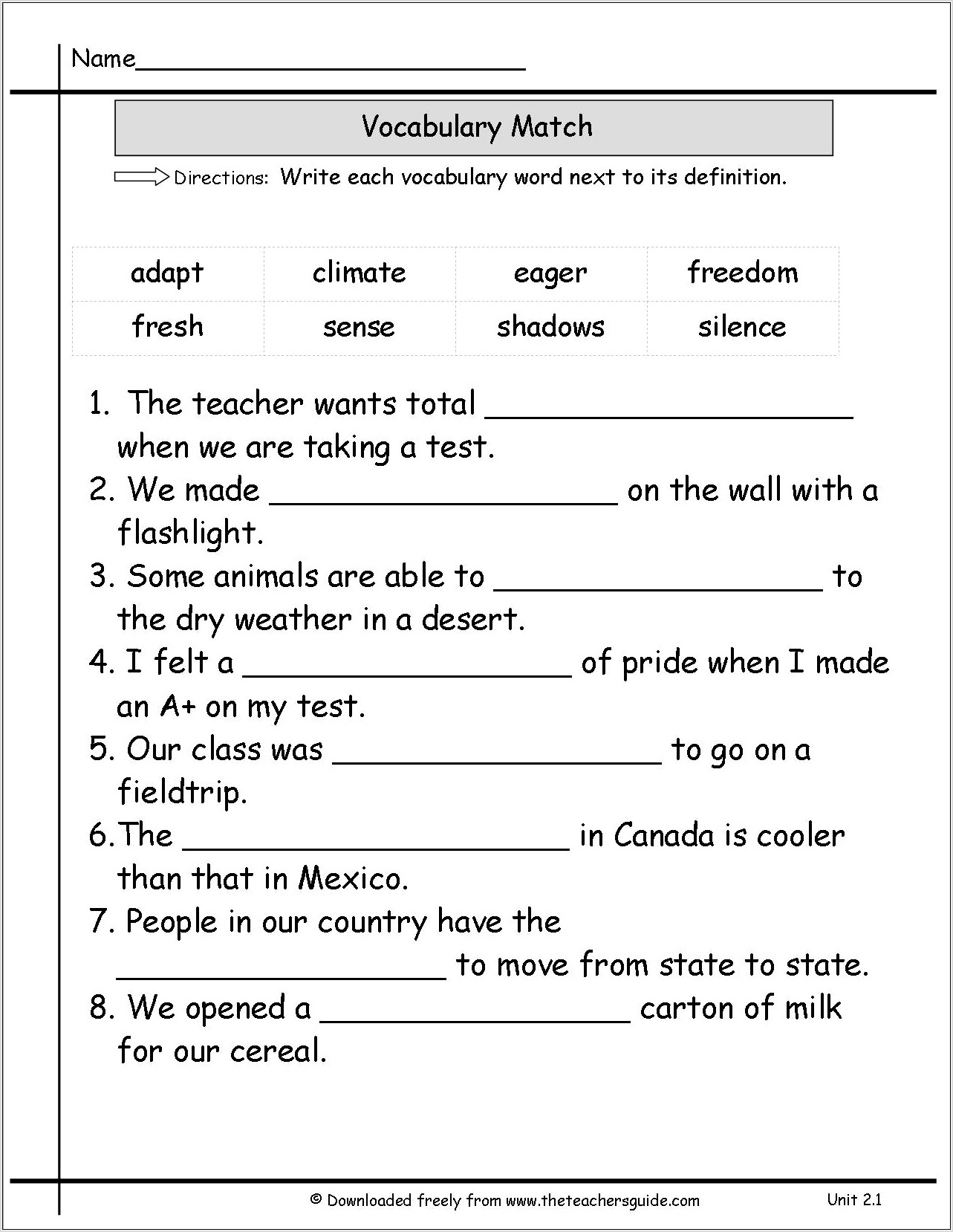 Word In Context Worksheet