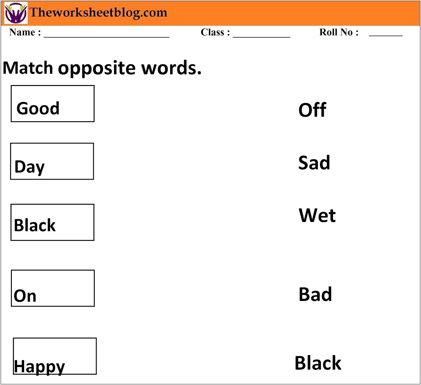 Word Opposite Worksheet For Grade 1