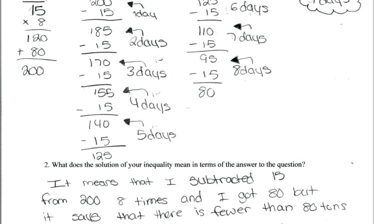 Word Problem Inequalities Worksheet With Answers