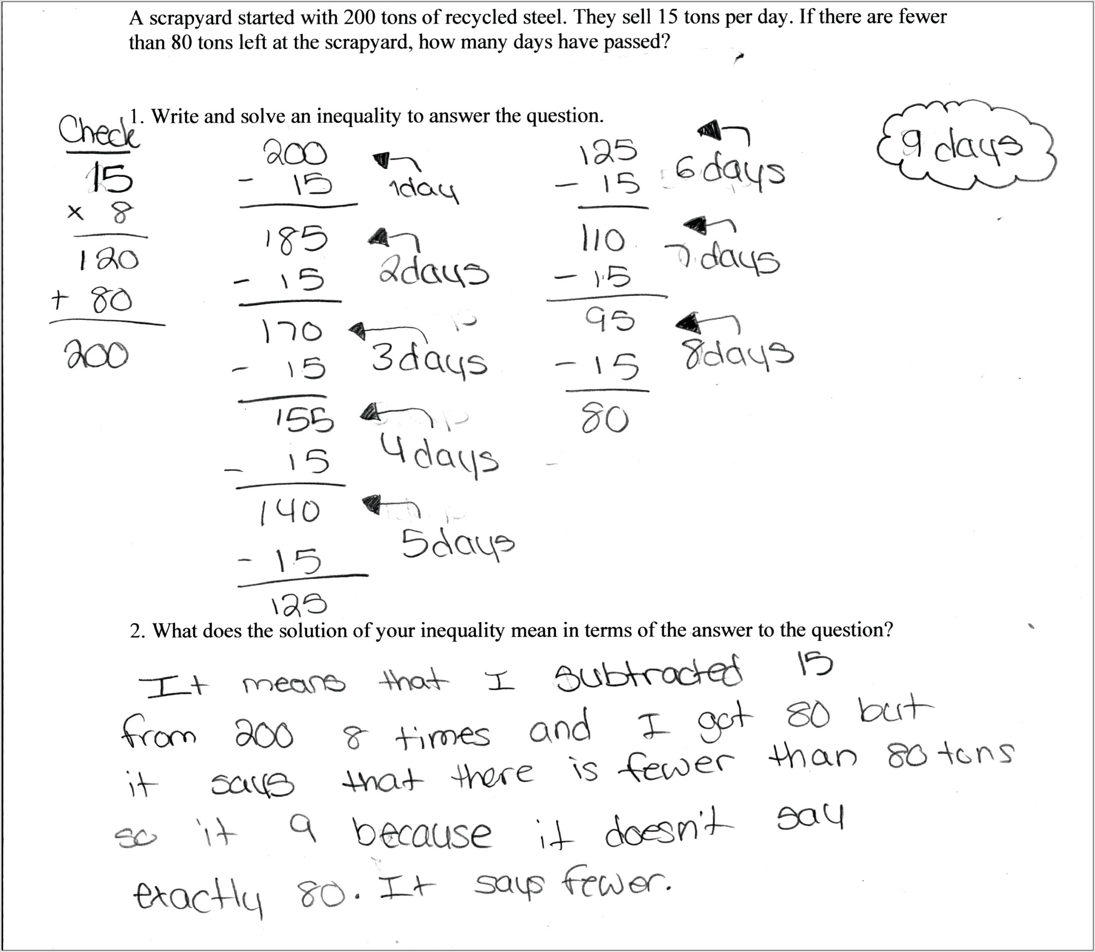 Word Problem Inequalities Worksheet With Answers