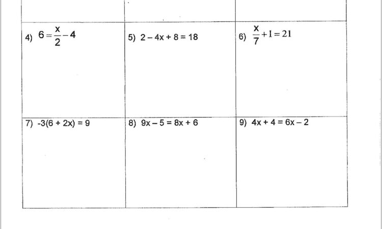 Word Problems For Linear Equations Worksheet