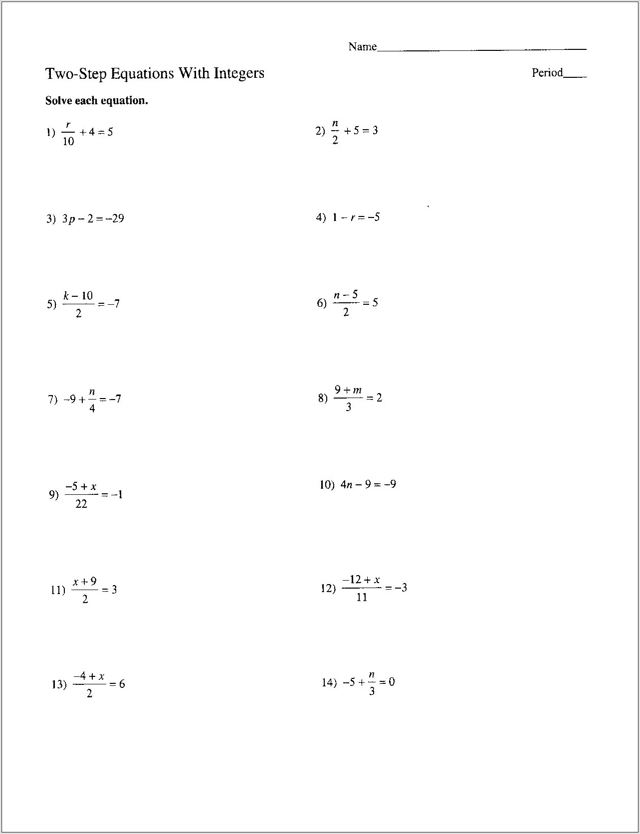 Word Problems Multi Step Equations Worksheet