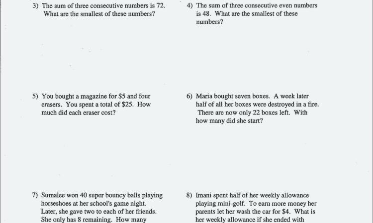 Word Problems Quadratic Equations Worksheet