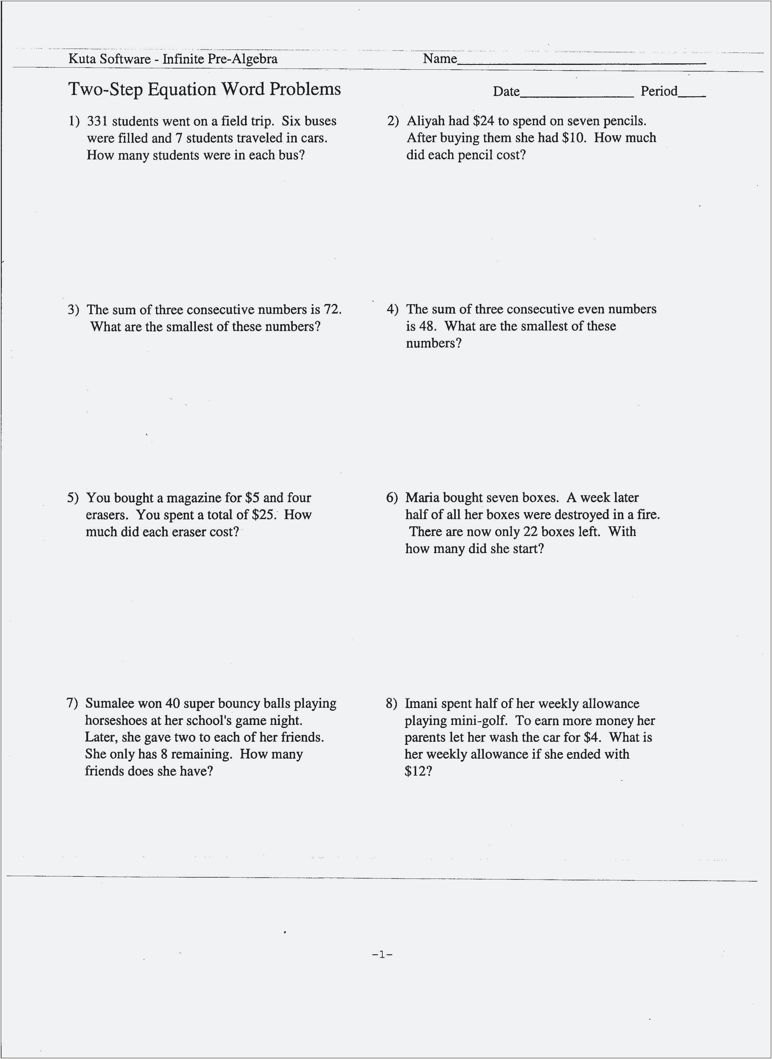 Word Problems Quadratic Equations Worksheet