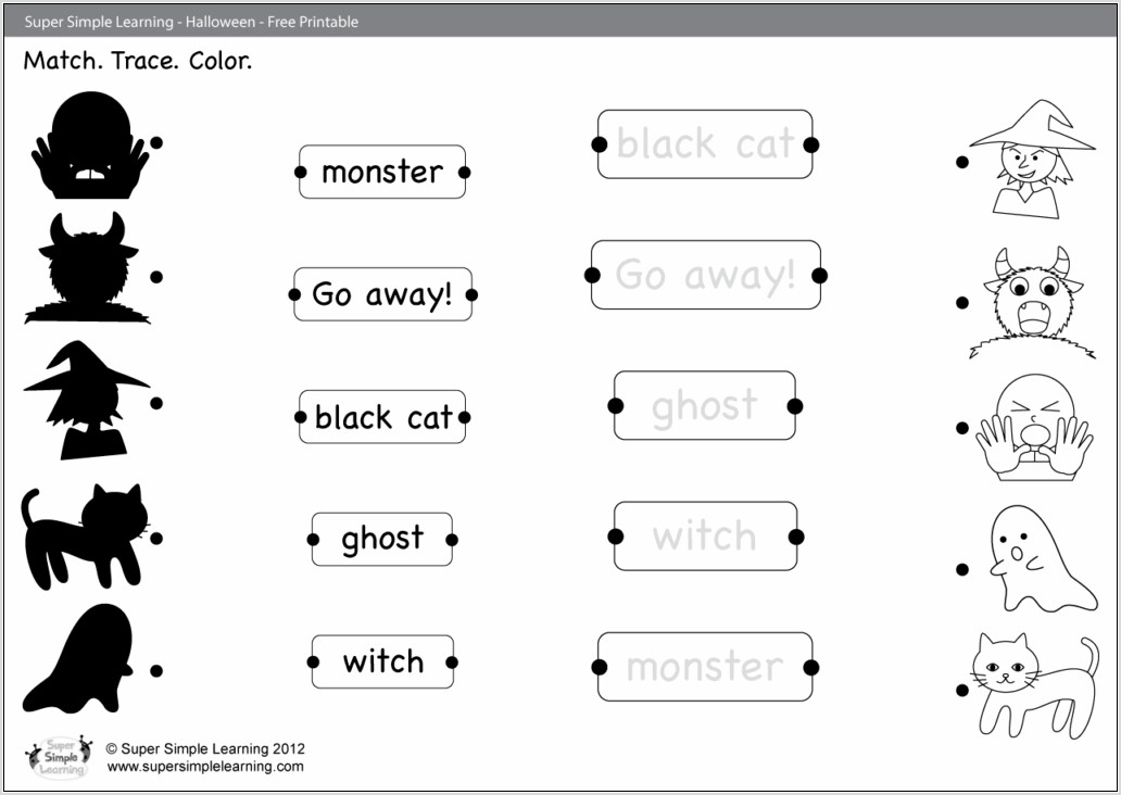 Word Recognition Matching Worksheets