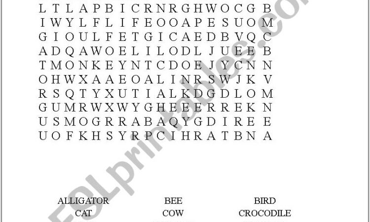 Word Search Worksheet Hard