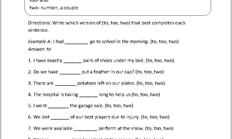 Words Commonly Confused Worksheet Part 1 Answers