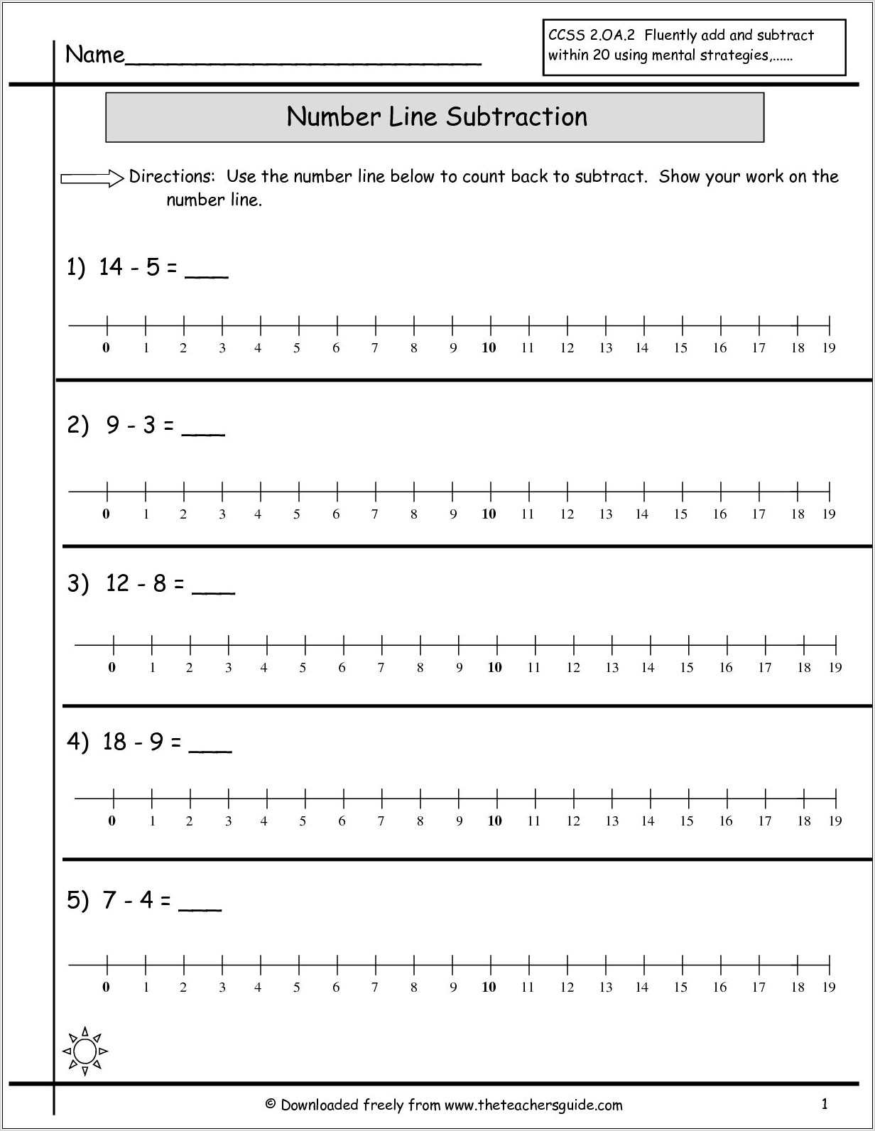 Worksheet About Number Line