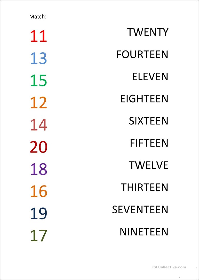 Worksheet About Numbers 11 To 20