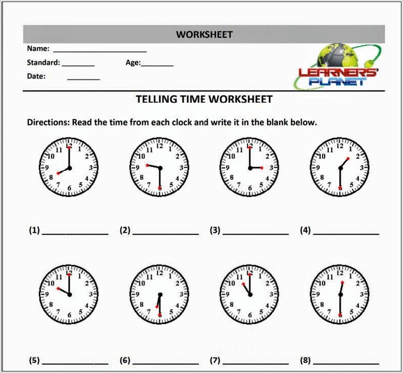 Worksheet About Time For Grade 1