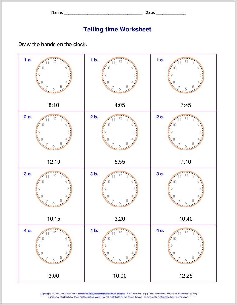 Worksheet About Time For Grade 2