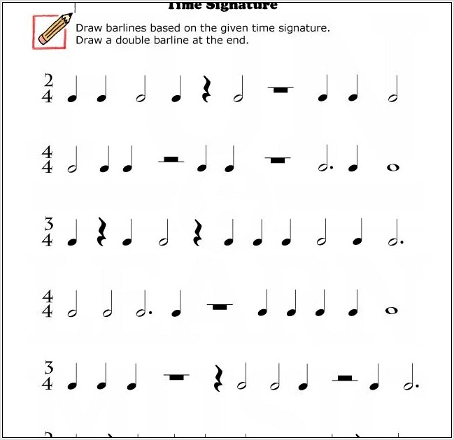 Worksheet About Time Signature