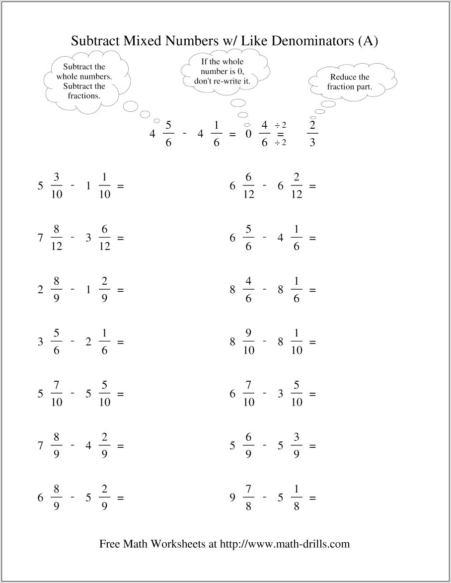 Worksheet Adding Mixed Numbers With Unlike Denominators