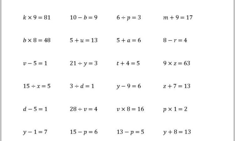 Worksheet Algebra Grade 7