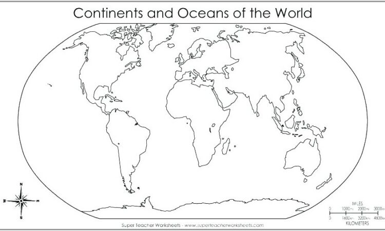 Worksheet Blank Map Of The World